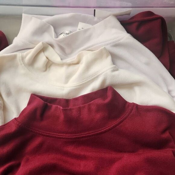 2 Allison Lane mock turtlenecks, white and cream - Picture 2 of 5